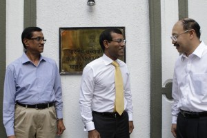President Nasheed with the Indian HC and H.E. Shri Harsh Vardhan Shringla, Joint Secretary, Ministry of External Affairs 